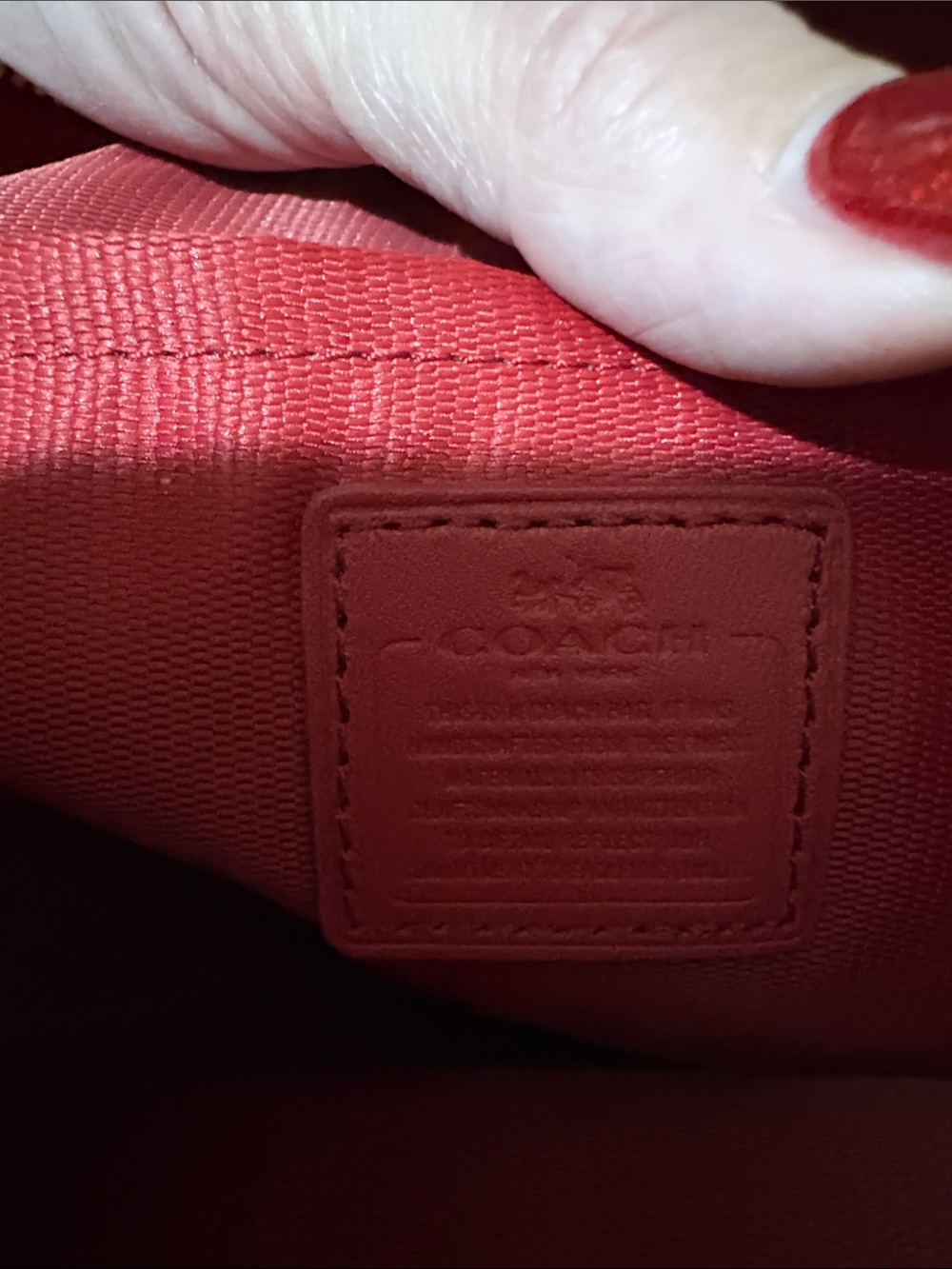 Coach Red Pebbled Leather Shoulder Bag with Gold Chain Strap - Picture 11 of 11